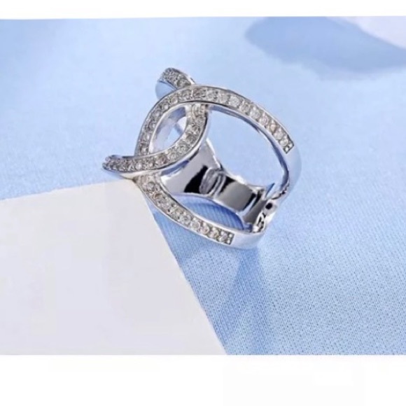 Design Cross Shape Rhinestone Finger Rings S925 - Picture 4 of 6